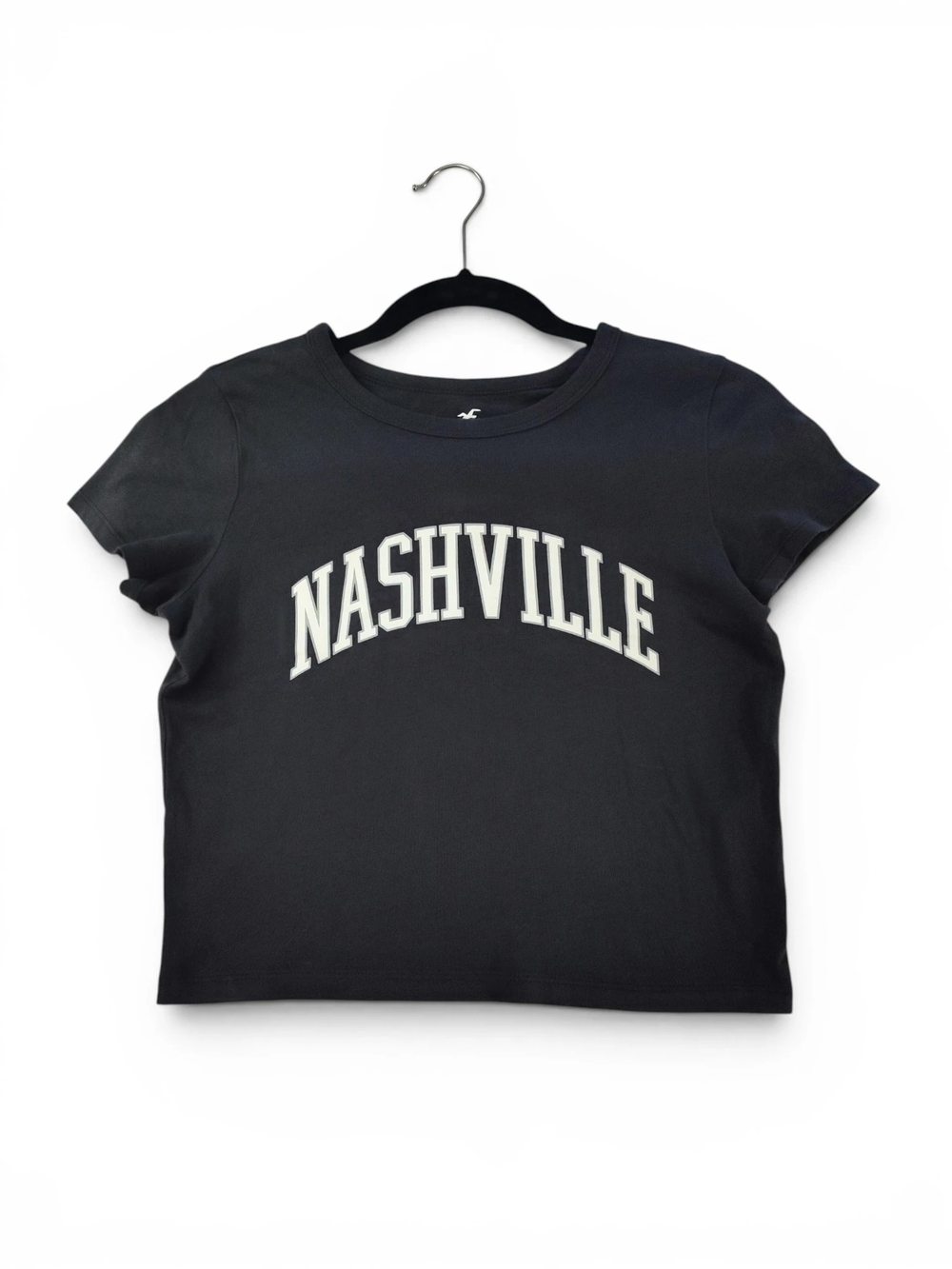 Hollister California Dark Grey Nashville Graphic Tee Womens Size XS - cropped